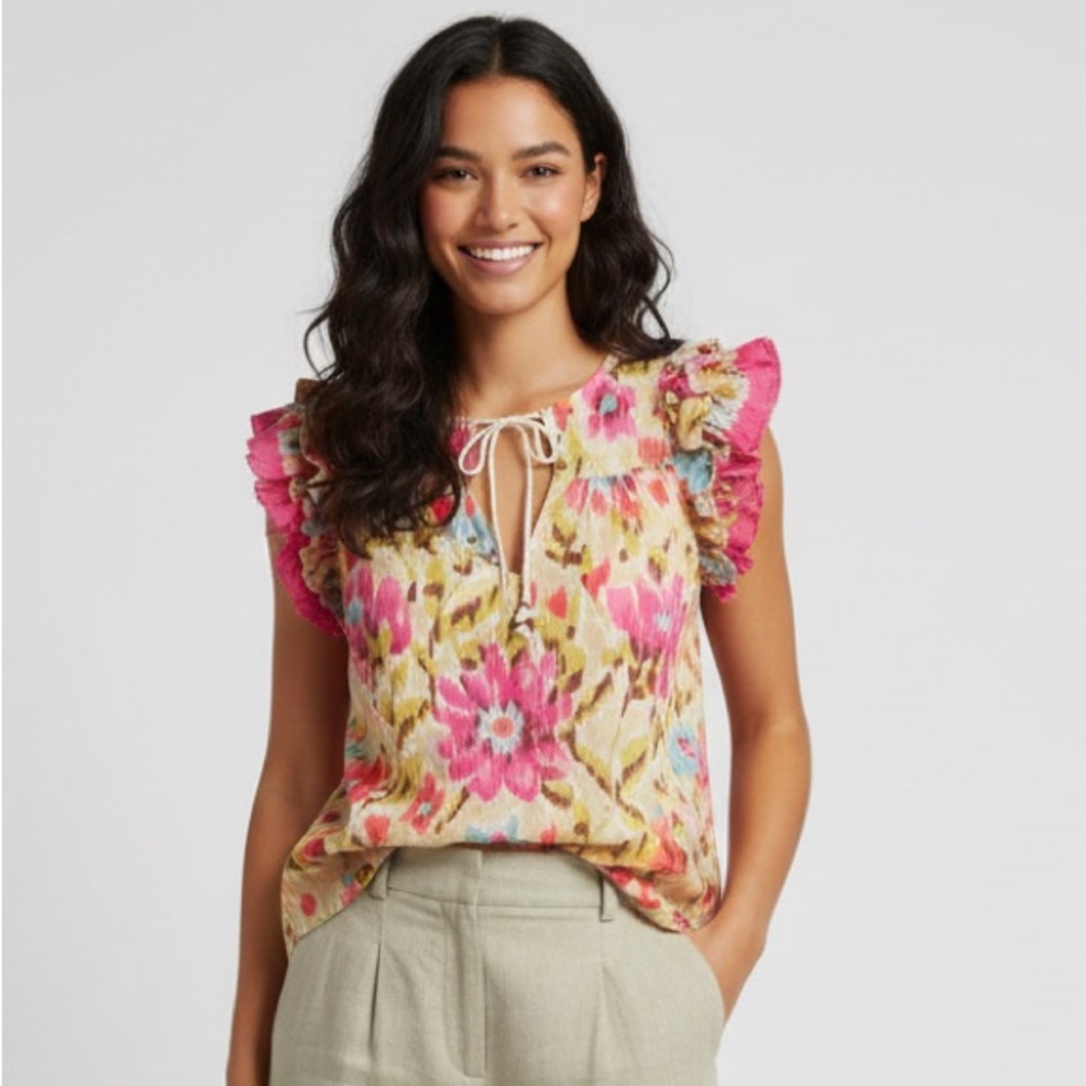 House of Harlow 1960 Floral Top Zoey Khaki